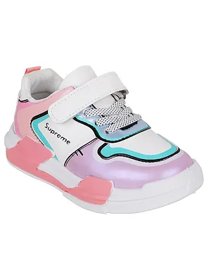 FEETWELL SHOES Abstract Design Velcro Closure Sneakers - Pink