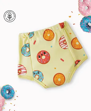 A Toddler Thing Organic Cotton Donut Worry Print Underwear - Yellow