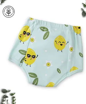 A Toddler Thing Organic Cotton Squeezy Day Lemon Print Underwear - Blue