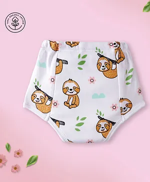 A Toddler Thing Organic Cotton Sloth Baby Print Underwear - White