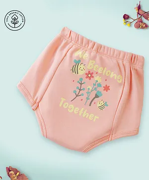 A Toddler Thing Organic Cotton Together We Beelong Print Underwear - Pink