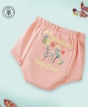A Toddler Thing Organic Cotton Together We Beelong Print Underwear - Pink