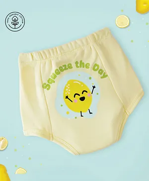 A Toddler Thing Organic Cotton Squeeze The Day Lemon Print Underwear - Yellow