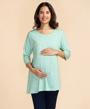 Bella Mama Three Fourth Sleeves Top - Sea Green
