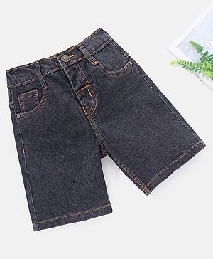 Babyhug Washed Knee Length Denim Bermuda - Dark Grey