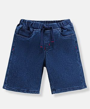 Babyhug Cotton Spandex Above Knee Length Washed Denim Bermuda - Dark Blue