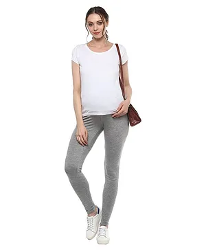 Momsoon Full Length Solid Maternity Leggings - Grey