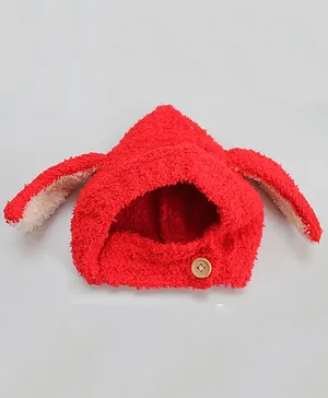 Qvink Bunny Ear Design Winter Cap - Red