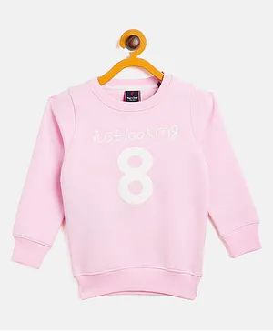 Hop n Jump Full Sleeves Just Looking Printed Sweatshirt-Pink