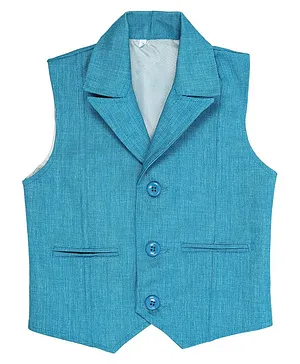 AJ Dezines Sleeveless Solid Jute Waistcoat - Blue