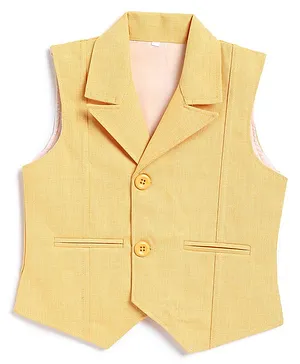 AJ Dezines Sleeveless Solid Jute Waistcoat - Lemon Yellow