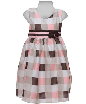 Sleeveless Checks Printed Party Wear Frock
