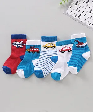 Cute Walk by Babyhug Ankle Length Antibacterial Socks Stripes Print Pack Of 5 - Multicolor