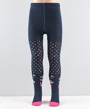 Cutewalk by Babyhug Anti-Bacterial Tights Butterfly Design - Navy
