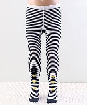 Cutewalk by Babyhug Anti Bacterial Tights Stripes & Heart Design - Multicolor