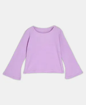 BuzzyBEE Full Bell Sleeves Solid Ribbed Top - Lavender