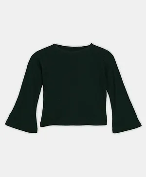 BuzzyBEE Full Bell Sleeves Solid Ribbed Top - Green