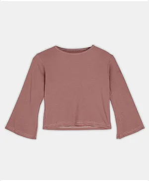 BuzzyBEE Full Bell Sleeves Solid Ribbed Top - Pink