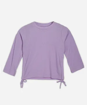 BuzzyBEE Full Sleeves Solid Ribbed Side Draw Detail Top - Lavender