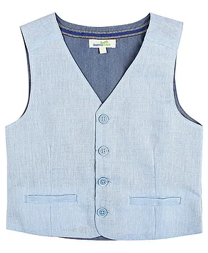 ShopperTree Sleeveless Solid Waistcoat -Sky Blue