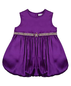 Shoppertree Sleeveless Starfish Belt Detail Gathered Dress - Violet