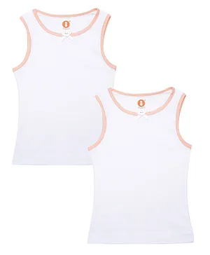 OOKA Baby Girls Cotton Ribbed Vest, Pack of 2 - White