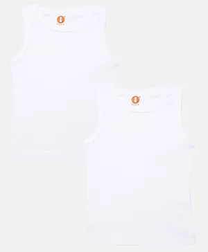 OOKA Baby Cotton Solid Ribbed Vest Pack of 2 - White