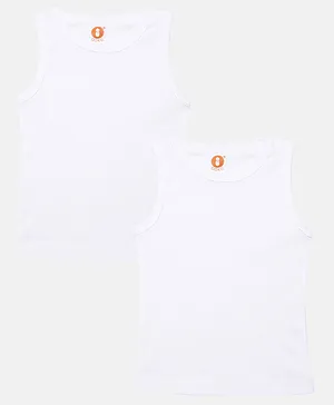 OOKA Baby Cotton Solid Ribbed Vest Pack of 2 - White