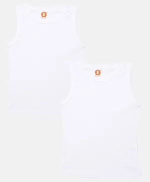 OOKA Baby Cotton Solid Ribbed Vest Pack of 2 - White