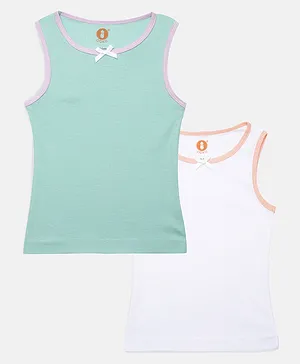 OOKA Baby Cotton Solid Ribbed Vest Pack of 2 (Color May Vary)