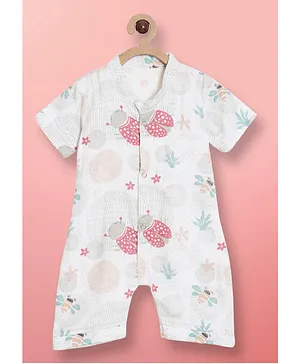 OOKA Baby Cotton Muslin Ladybird Print Jumpsuit, -  White