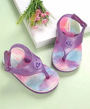 Babyoye Flip Flops With Velcro Closure Color Splash Print - Purple