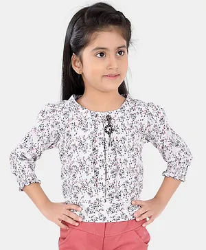Three Fourth Sleeves Floral Printed Top - Pink