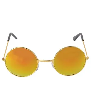 POPLINS Uv Protected Lens Round Sunglasses For Kids | Lens - Yellow | Frame - Gold