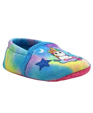 KazarMax Unicorn Printed & Star Detailed Booties - Blue