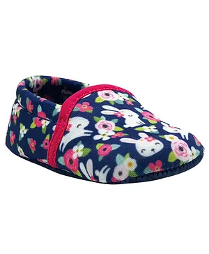 KazarMax Seamless Flower & Bunny Printed Booties - Navy Blue