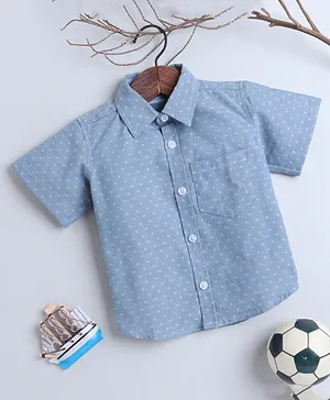 Knitting Doodles Half Sleeves Dobby Shirt - Blue