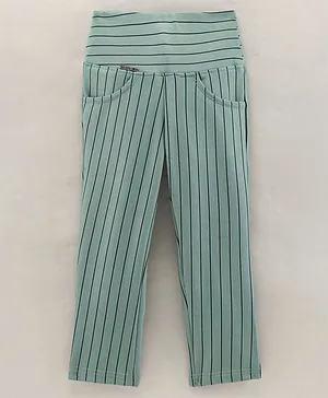 Enfance Full Length Striped Jeggings  - Pista Green
