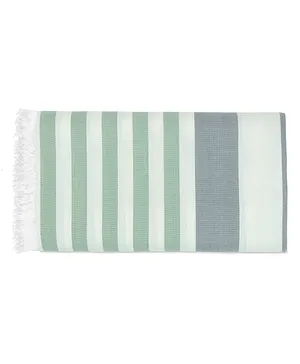 Mush Extra Large Cabana Style Turkish Towel 100% Bamboo - Light Green & Grey