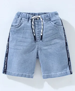 Babyhug Cotton Spandex Above Knee Length Washed Denim Bermuda - Light Blue