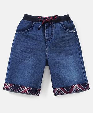 Babyhug Cotton Stretchable Denim Washed Barmuda  Knee length - Blue