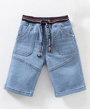 Babyhug Cotton Knee Length Washed Denim Washed Jamaican - Blue