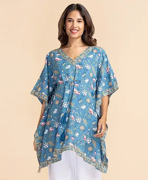 Bella Mama Maternity Kaftan Top - Blue