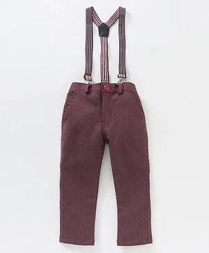Rikidoos Stripes Trousers & Suspender Set - Maroon