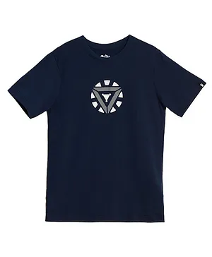 The Souled Store Half Sleeves Iron Man Arc Reactor Print T Shirt - Navy Blue
