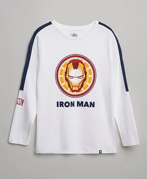 The Souled Store Full Sleeves Iron Man Print T Shirt - White