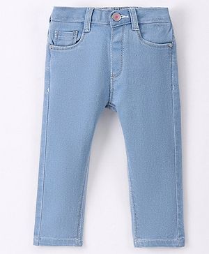 Babyhug Cotton Full Length Denim Jeans - Light Blue