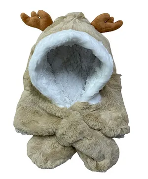MOMISY  Animal design Earflap Hood Cap (Khaki) - Circumference 44 cms