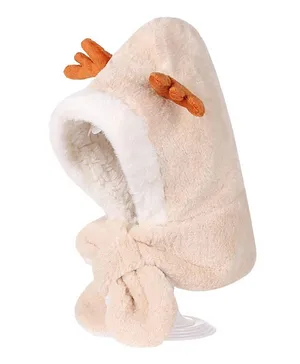 MOMISY  Animal design Earflap Hood Cap (Beige) - Circumference 44 cms