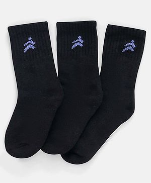 Pine Active Bamboo Lycra Blend Ankle Length Socks Logo Print Pack Of 3 -  Black
